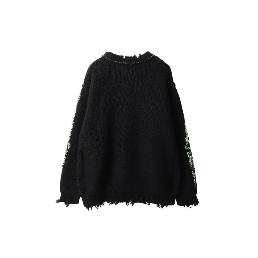 GLOW-IN-THE-DARK SKULL KNIT PULLOVER - BLACK (25AW66KN199) doublet