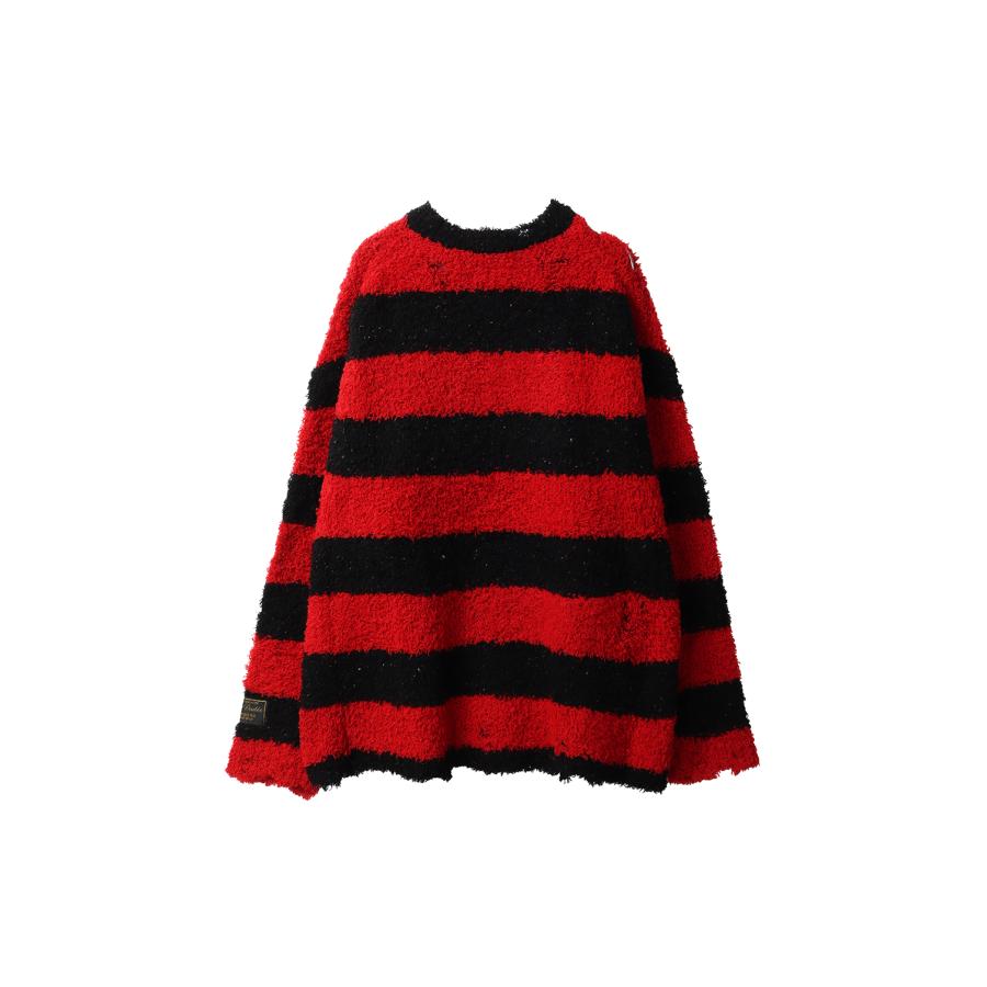 【P2倍】RECYCLED WOOL STRIPE KNIT - RED/BLACK (25AW64KN193) doublet(ダブレット) |  | 01