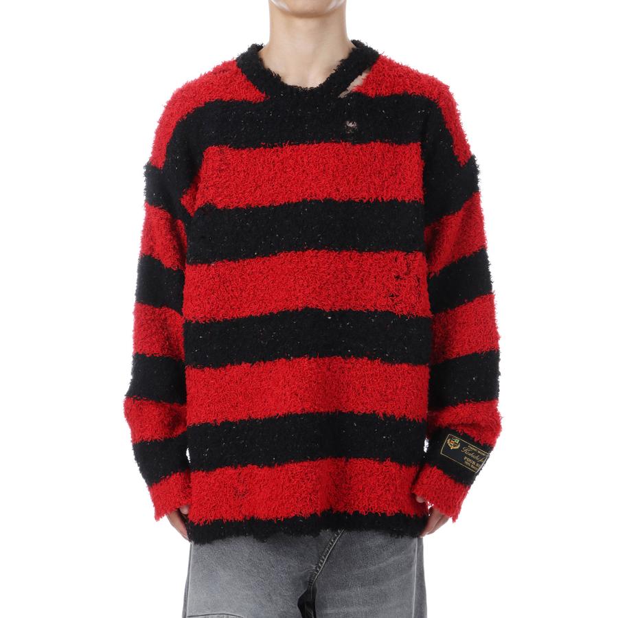 【P2倍】RECYCLED WOOL STRIPE KNIT - RED/BLACK (25AW64KN193) doublet(ダブレット) |  | 02