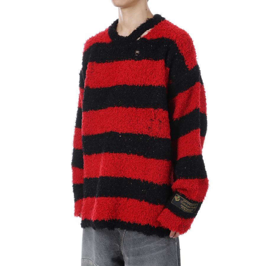 【P2倍】RECYCLED WOOL STRIPE KNIT - RED/BLACK (25AW64KN193) doublet(ダブレット) |  | 03