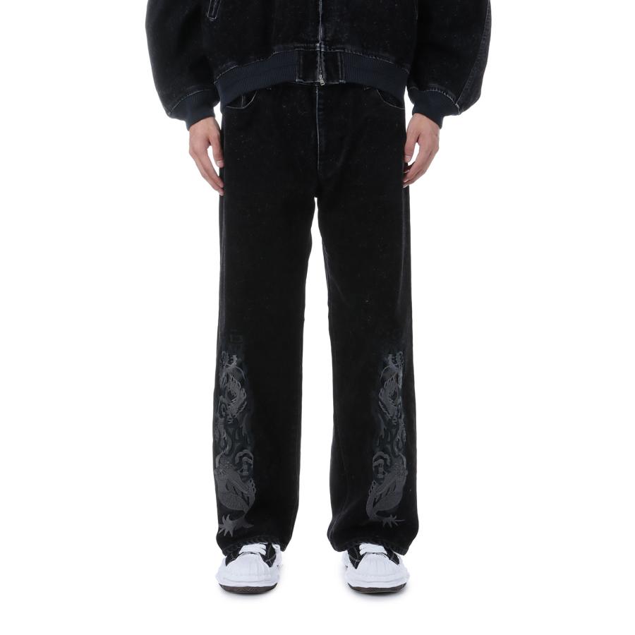 【P2倍 / SALE】FLOCKED DEINM EMBROIDERED PANTS - BLACK (25AW20PT325) doublet(ダブレット) |  | 02