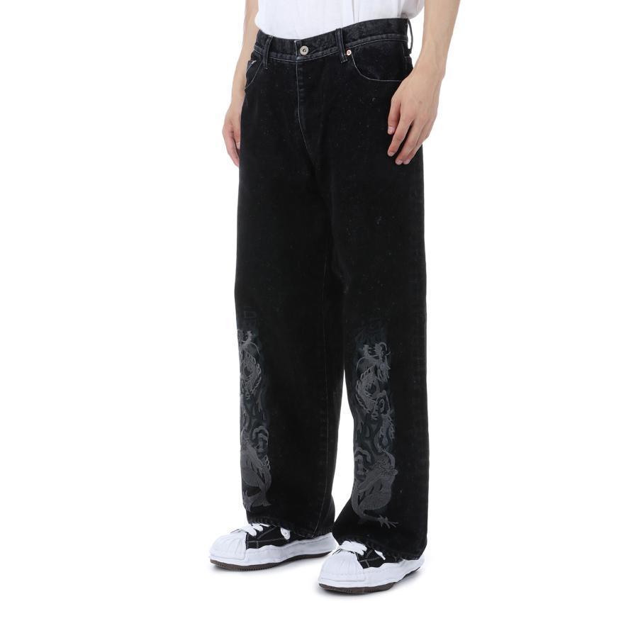 【P2倍】FLOCKED DEINM EMBROIDERED PANTS - BLACK (25AW20PT325) doublet(ダブレット) |  | 04