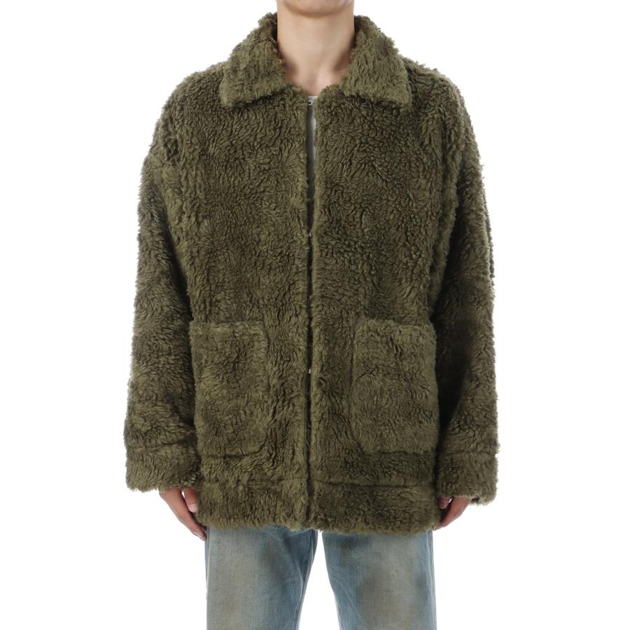 【P2倍】HAND-PAINTED HEMP FAUX FUR JACKET - KHAKI (25AW10BL227) doublet(ダブレット) | 