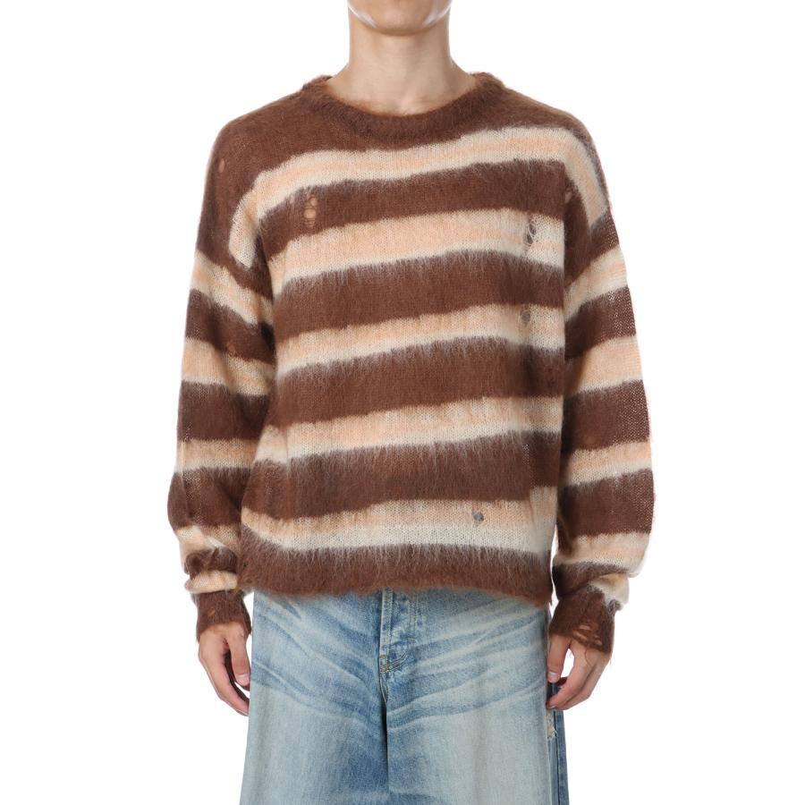 Distressed Border Mohair Sweater - BROWN (G15PO071) KAMIYA(カミヤ) | 
