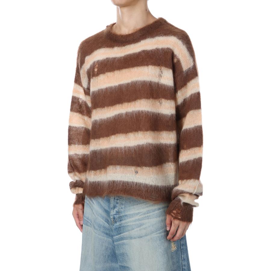 Distressed Border Mohair Sweater - BROWN (G15PO071) KAMIYA(カミヤ) |  | 01