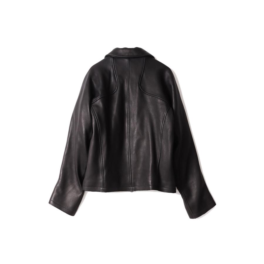 【SALE】LEATHER PANELED ZIP UP JACKET - BLACK (NF252J07) NVRFRGT(ネヴァーフォーゲット) |  | 01
