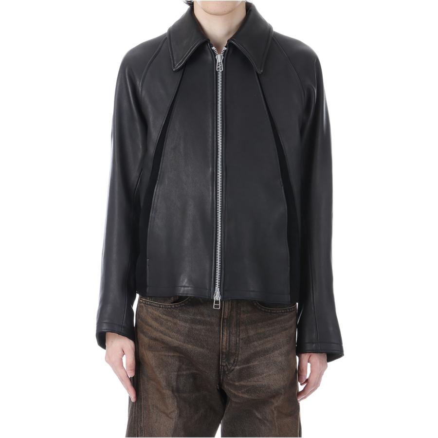 【SALE】LEATHER PANELED ZIP UP JACKET - BLACK (NF252J07) NVRFRGT(ネヴァーフォーゲット) |  | 02