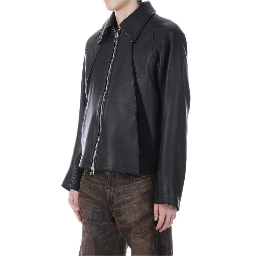 【SALE】LEATHER PANELED ZIP UP JACKET - BLACK (NF252J07) NVRFRGT(ネヴァーフォーゲット) |  | 03