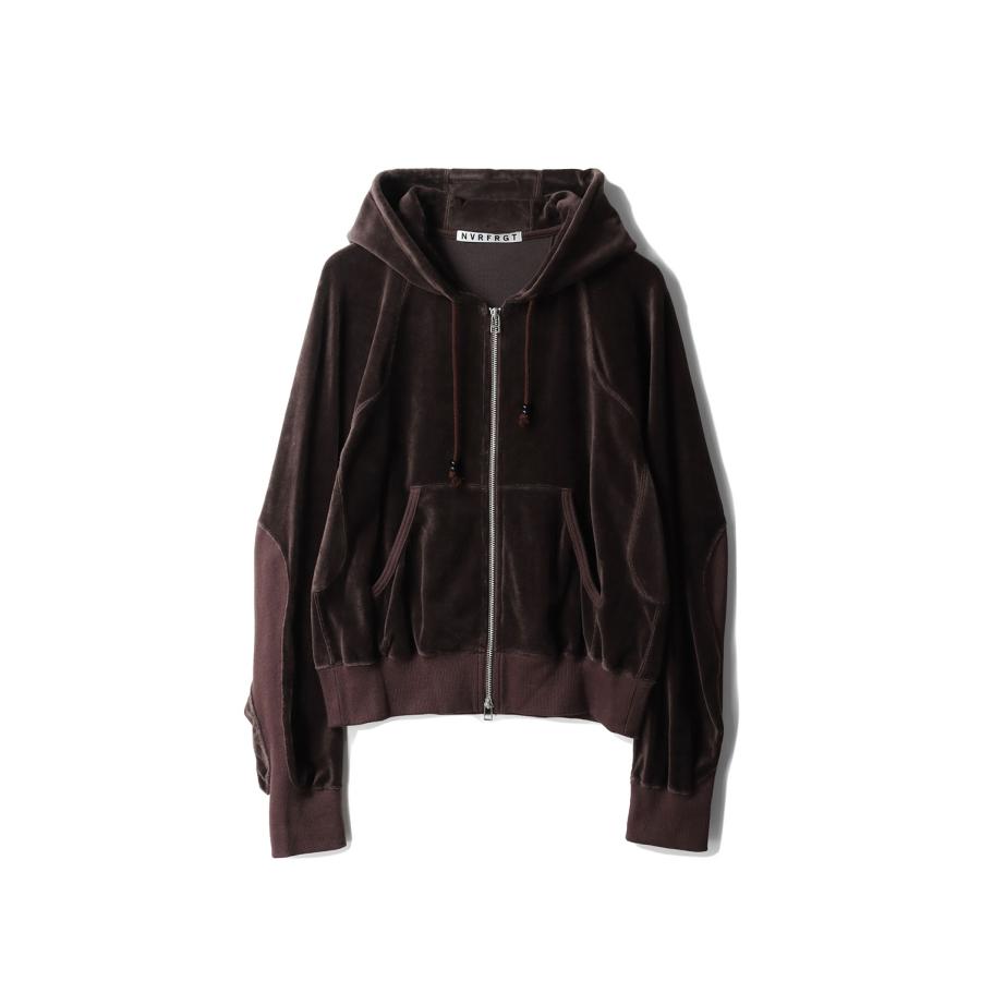 【SALE】VELOUR ZIP UP HOODIE - BROWN (NF252T04) NVRFRGT(ネヴァーフォーゲット) | 