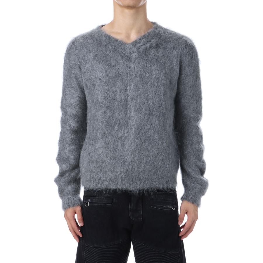 【SALE】BRUSHED MOHAIR V-NECK SWEATER - LIGHT GREY (NF252K02) NVRFRGT(ネヴァーフォーゲット) |  | 02