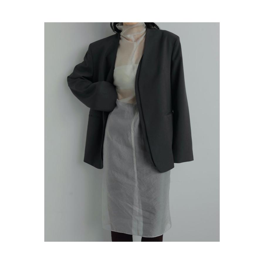 Collarless Over Jacket - CHARCOAL GRAY (62520106) anuke(アンヌーク) |  | 09