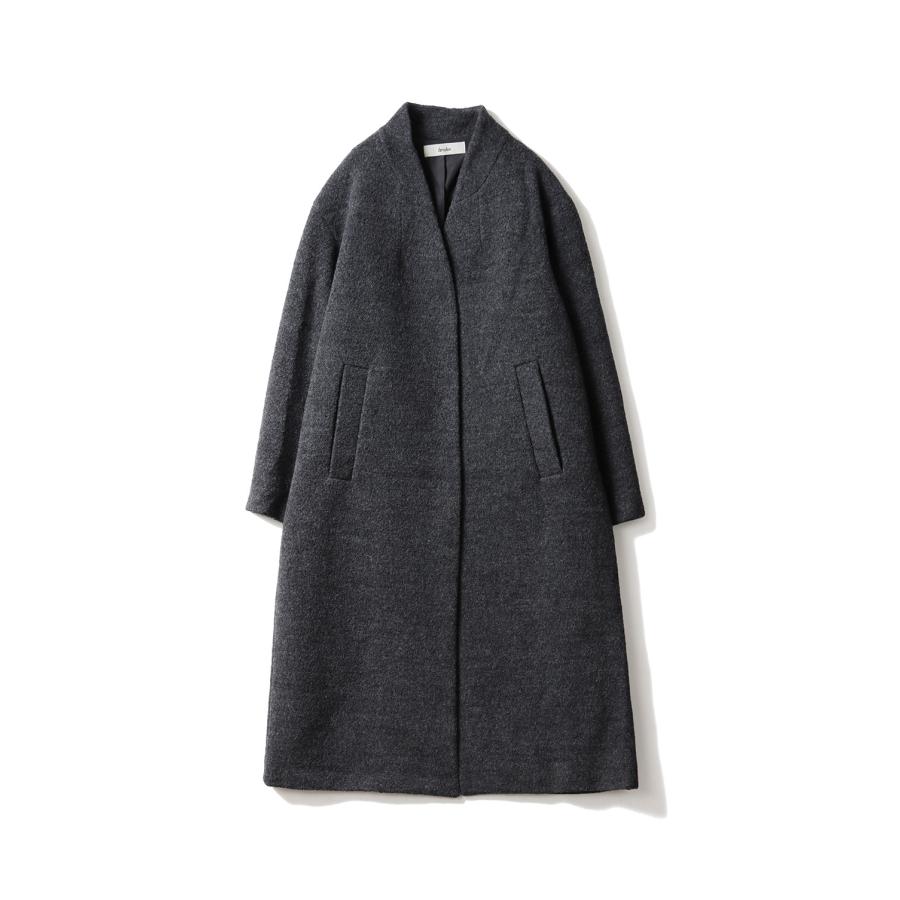 Collarless Cocoon Coat - CHARCOAL GRAY (62520003) anuke(アンヌーク) | 