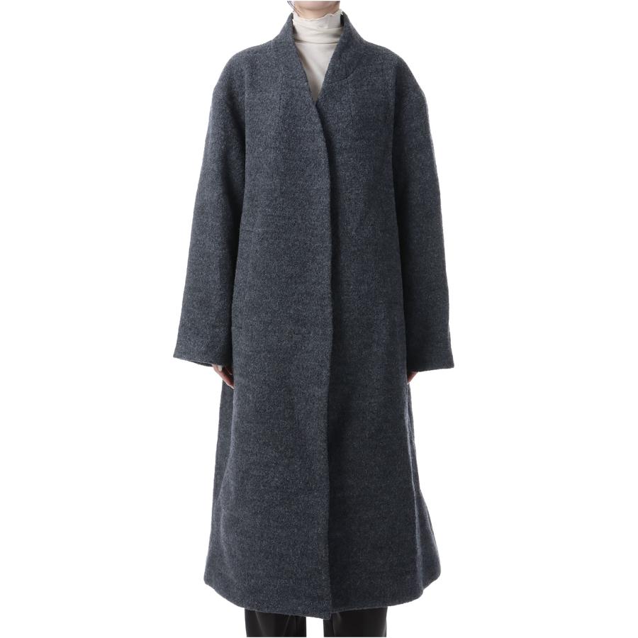 Collarless Cocoon Coat - CHARCOAL GRAY (62520003) anuke(アンヌーク) |  | 02