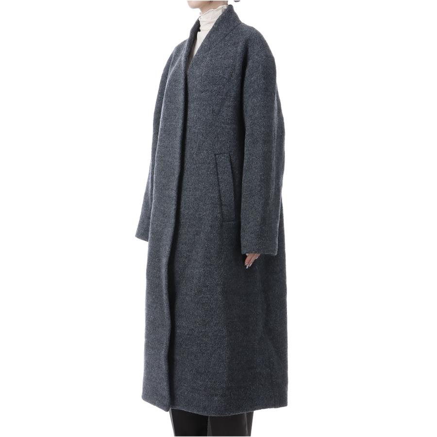 Collarless Cocoon Coat - CHARCOAL GRAY (62520003) anuke(アンヌーク) |  | 03