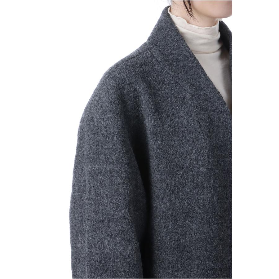 Collarless Cocoon Coat - CHARCOAL GRAY (62520003) anuke(アンヌーク) |  | 05