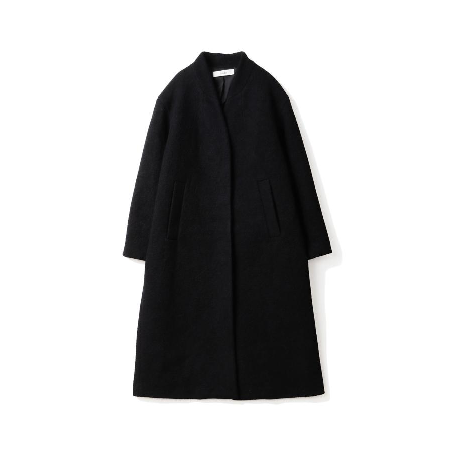 Collarless Cocoon Coat - BLACK (62520003) anuke(アンヌーク) | 
