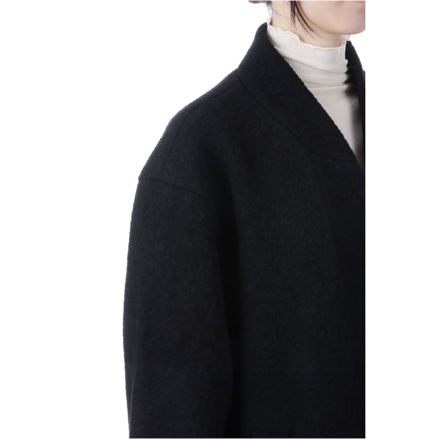 Collarless Cocoon Coat - BLACK (62520003) anuke(アンヌーク) |  | 05
