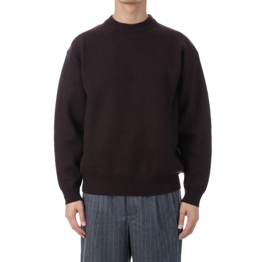 【P2倍 / SALE】FELTED MERINO WOOL CREW NECK KNIT - BROWN (253-60203) Universal Products(ユニバーサルプロダクツ) | 