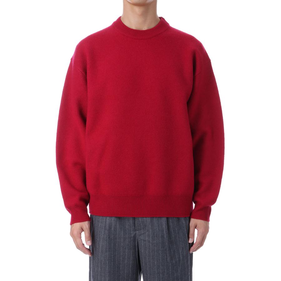 【P2倍 / SALE】FELTED MERINO WOOL CREW NECK KNIT - RED (253-60203) Universal Products(ユニバーサルプロダクツ) | 