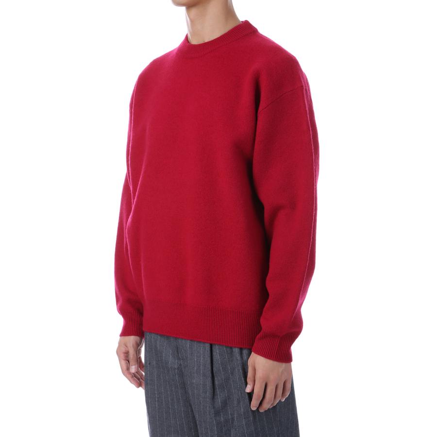 【P2倍 / SALE】FELTED MERINO WOOL CREW NECK KNIT - RED (253-60203) Universal Products(ユニバーサルプロダクツ) |  | 01