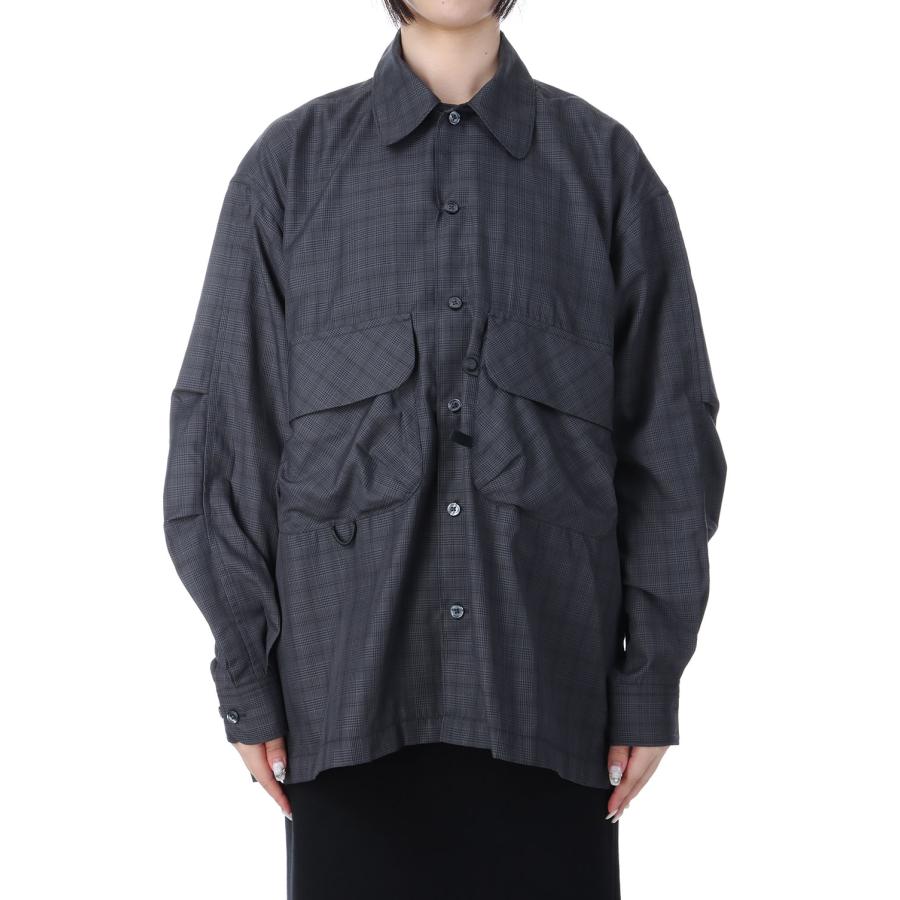 【P5倍】W's TECH SPORTS OPEN COLLAR SHIRT L/S NOVA CHECK - CHARCOAL (BE-81025WL) DAIWA PIER39 -Women-(ダイワ ピア 39) |  | 01