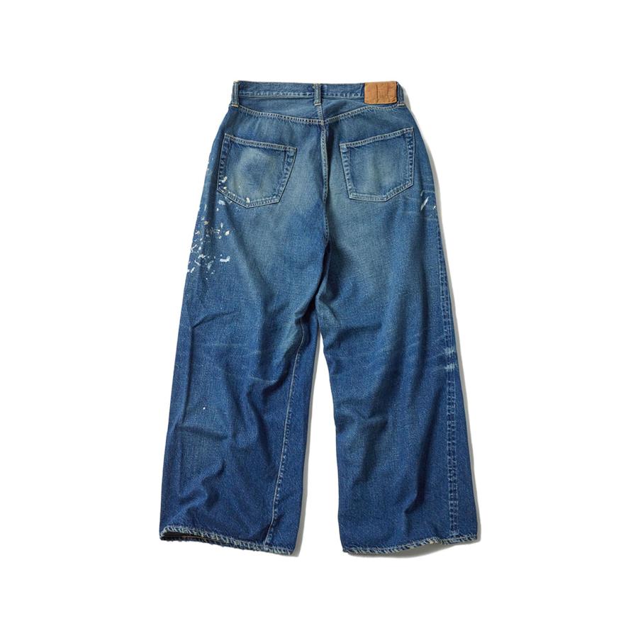 RECYCLED WASTE SUVIN COTTON YARN 11.5oz. DENIM 5POCKET BAGGY PANTS VINTAGE WASHED (ZIPPER FLY) - NAVY (GL42581H) Gold(ゴールド) |  | 01