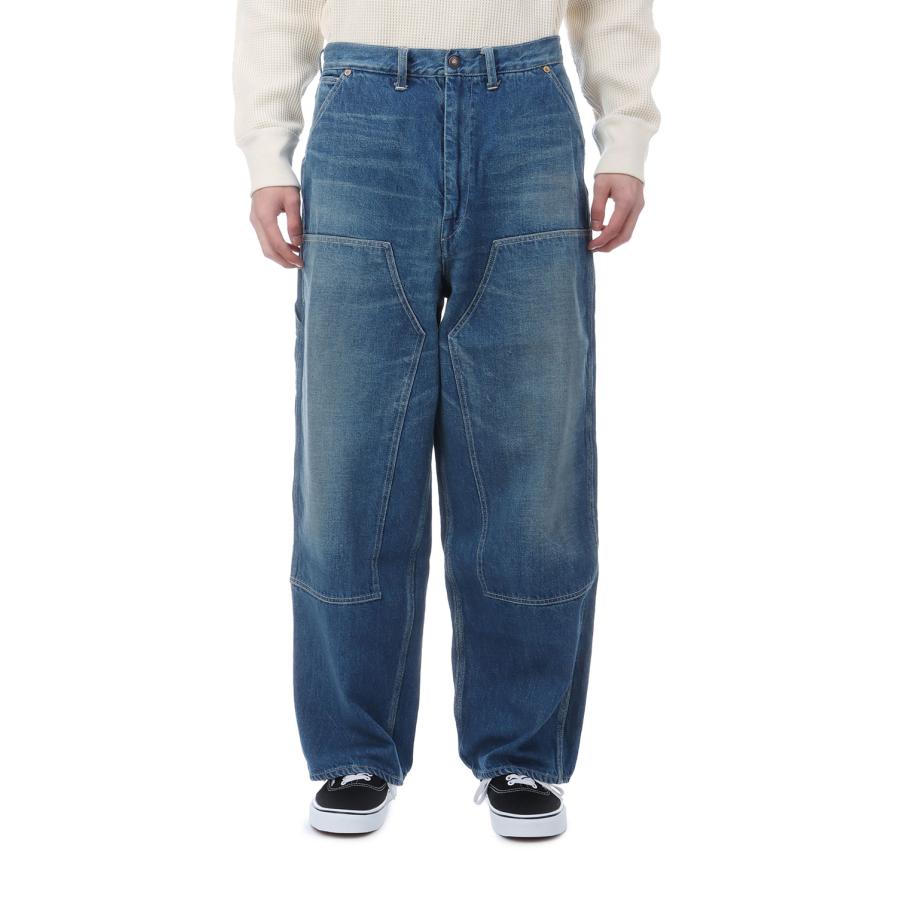 RECYCLED WASTE SUVIN COTTON YARN 11.5oz. DENIM DOUBLE KNEE PAINTER PANTS VINTAGE WASHED - NAVY (GL42582H) Gold(ゴールド) |  | 03