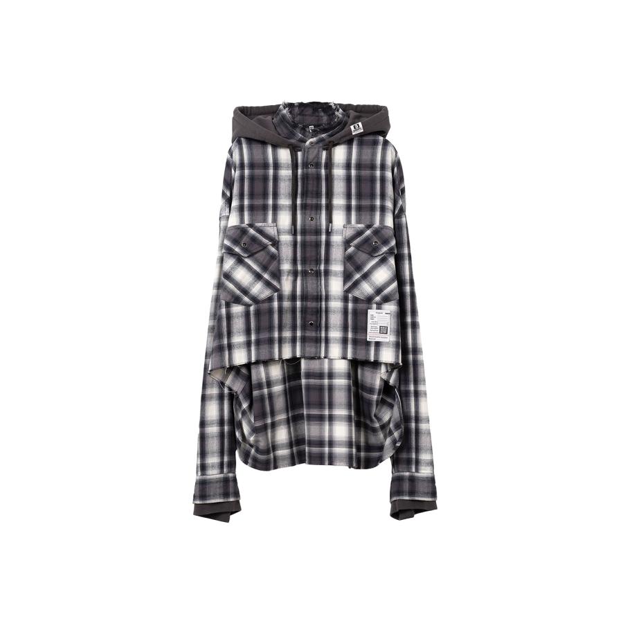 【P5倍】HOODIES CHECK SHIRTS - BLACK (K15SH421) MIHARA YASUHIRO -Women(ミハラ ヤスヒロ) | 