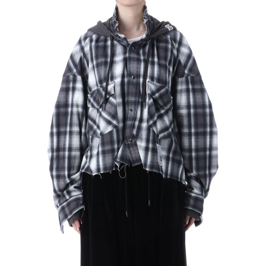 【P5倍】HOODIES CHECK SHIRTS - BLACK (K15SH421) MIHARA YASUHIRO -Women(ミハラ ヤスヒロ) |  | 02