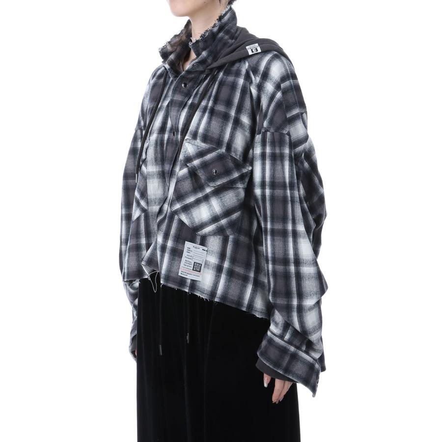 【P5倍】HOODIES CHECK SHIRTS - BLACK (K15SH421) MIHARA YASUHIRO -Women(ミハラ ヤスヒロ) |  | 03