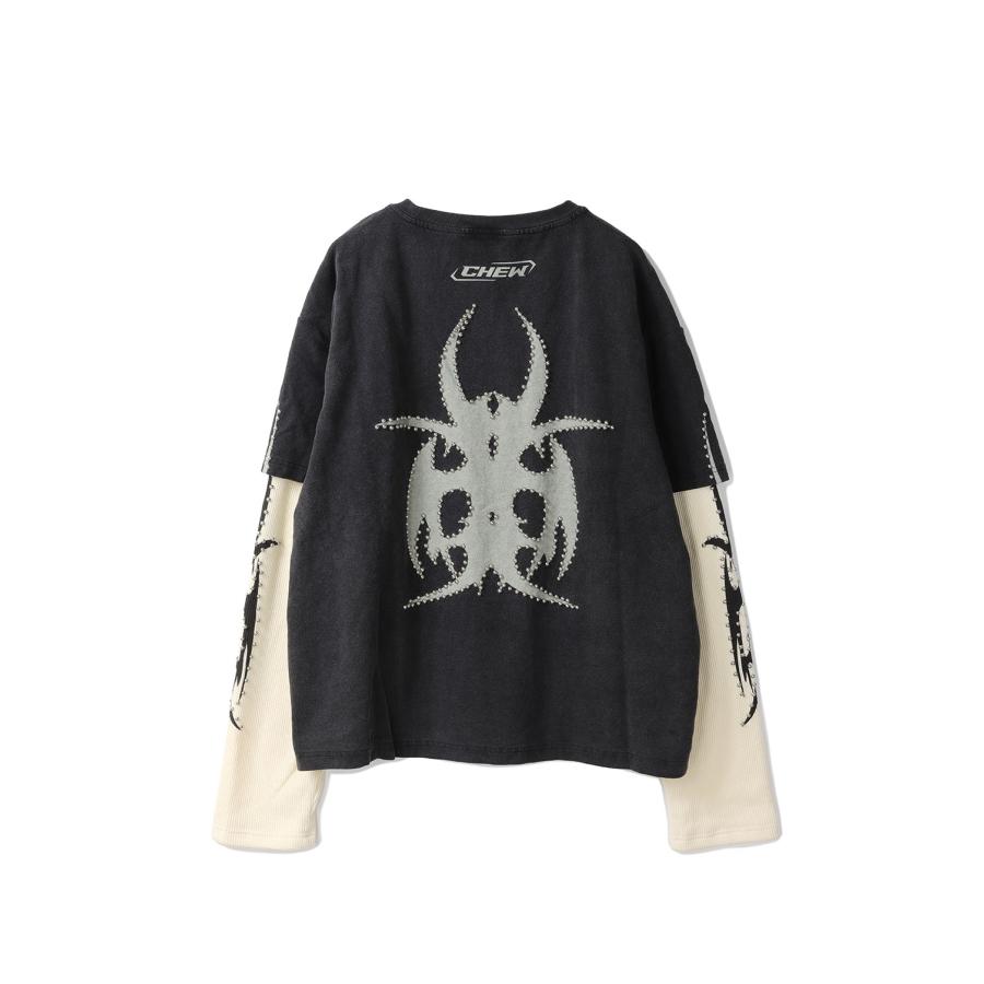 【P2倍】Studded Roach Layered Longsleeve - Vintage Black/Cream (LS04) Chew Forever(チューフォーエバー) |  | 01