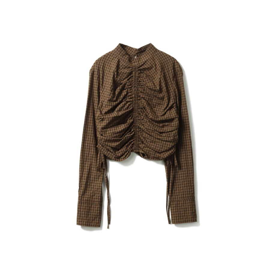 Checkgather Compact Blouse -BROWN(12520419) Todayful(トゥデイフル) | TODAYFUL