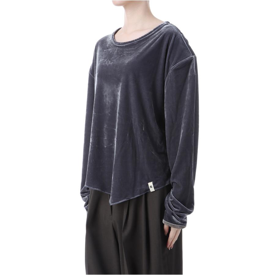 【P5倍 / SALE】Velour Drop Shoulder Top - CHARCOAL GRAY (153WCT254014) null(ヌル) |  | 01