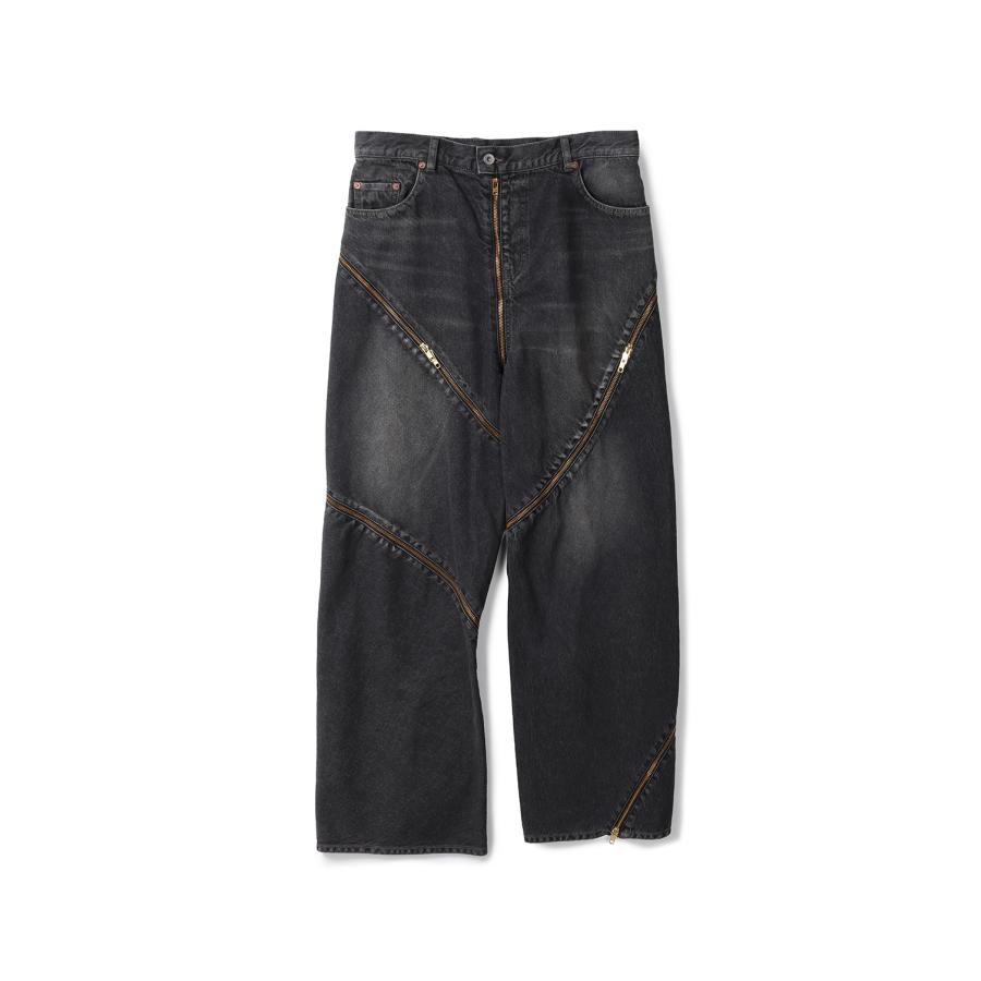 FILLETED ZIP DENIM PANTS - BLACK (26SS08PT340) doublet(ダブレット) | 