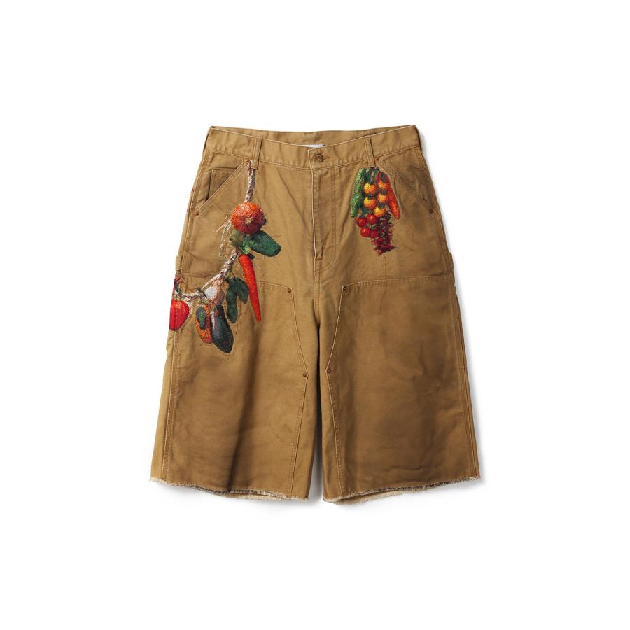 VEGETABLE EMBROIDERY CUT-OFF PANTS - BEIGE (26SS19PT350) doublet(ダブレット) | 