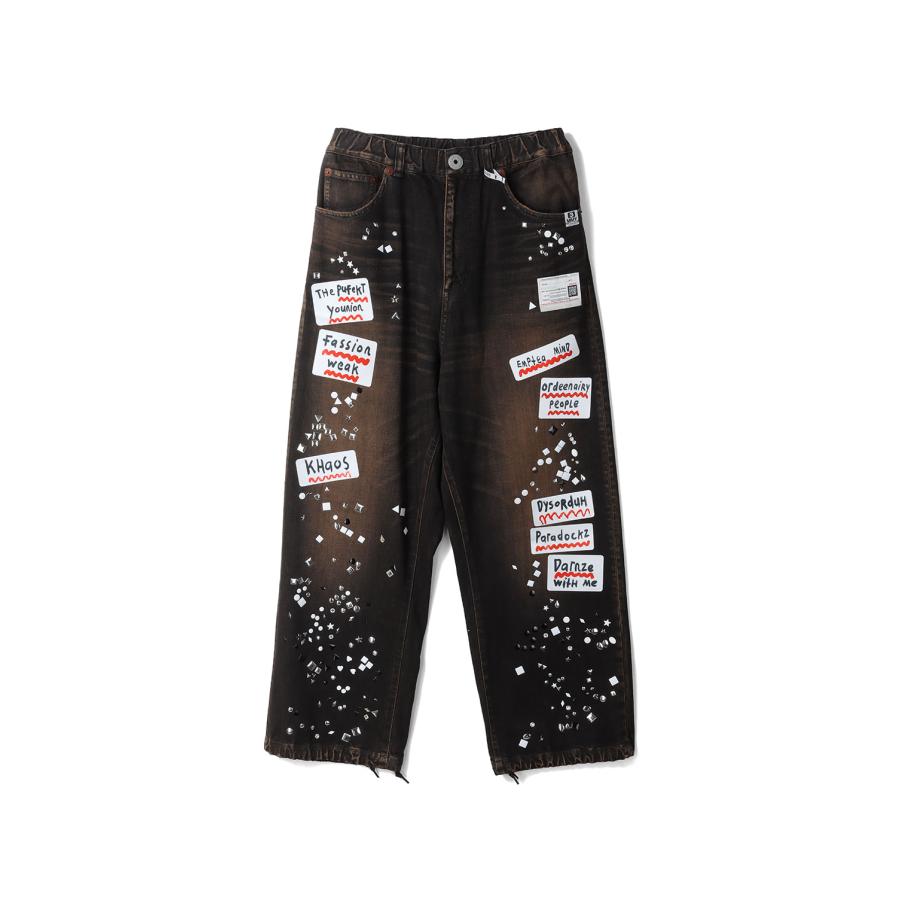 DENIM JEANS w STICKER / BLACK (A16PT025) MIHARA YASUHIRO(ミハラ ヤスヒロ) | 