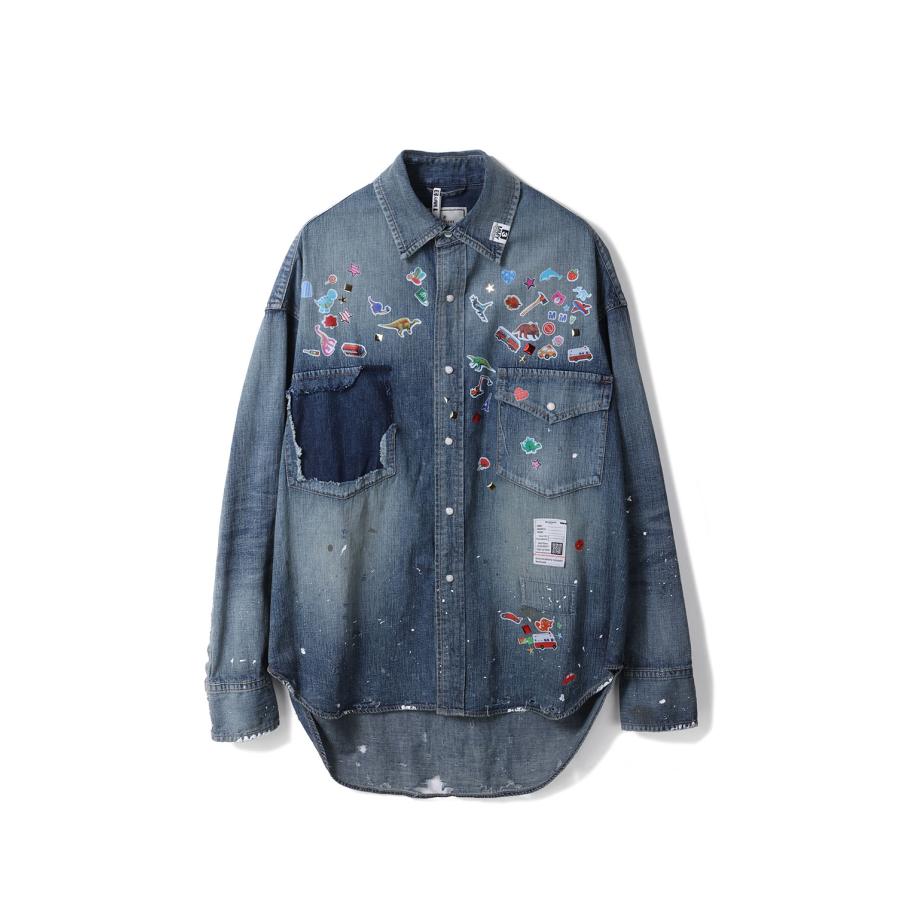 DENIM SHIRTS w STICKER / INDIGO (J16SH125) MIHARA YASUHIRO(ミハラ ヤスヒロ) | 