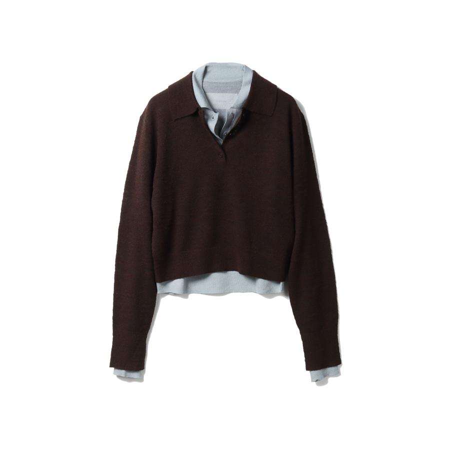 Layered  Polo Knit - CHOCOLATE (12610508) Todayful(トゥデイフル) | TODAYFUL