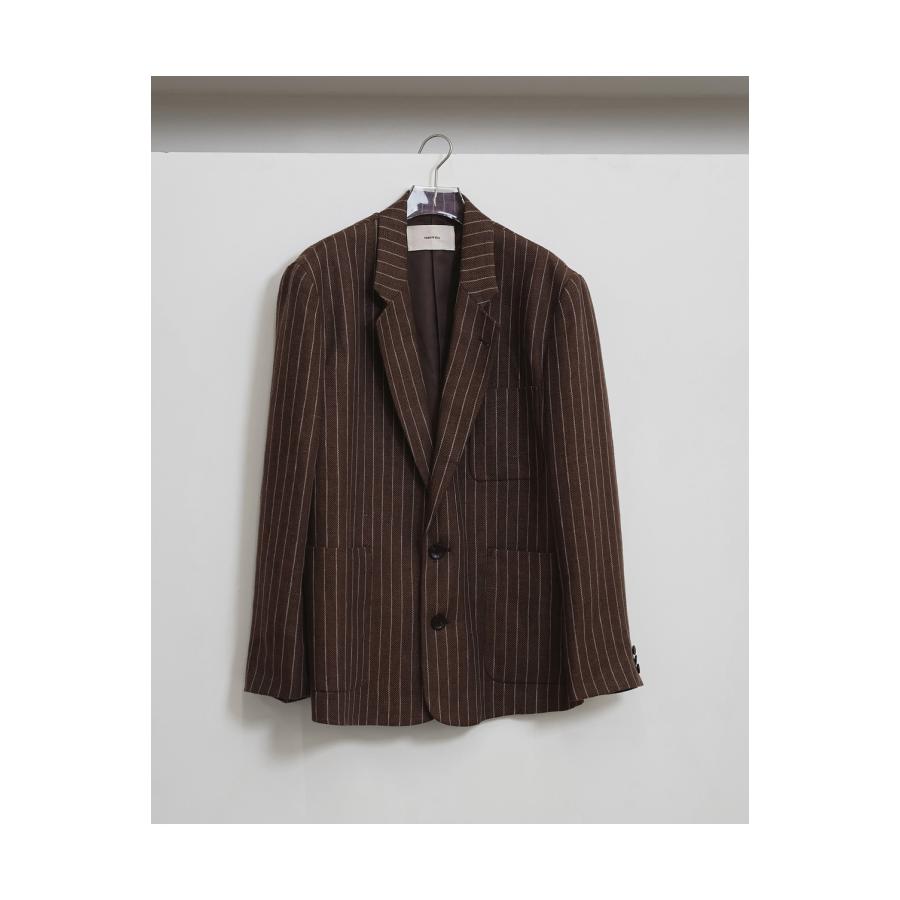 【SALE】Boyfriend Stripe Linen Jacket - BROWN (12610108) Todayful(トゥデイフル) | TODAYFUL | 01