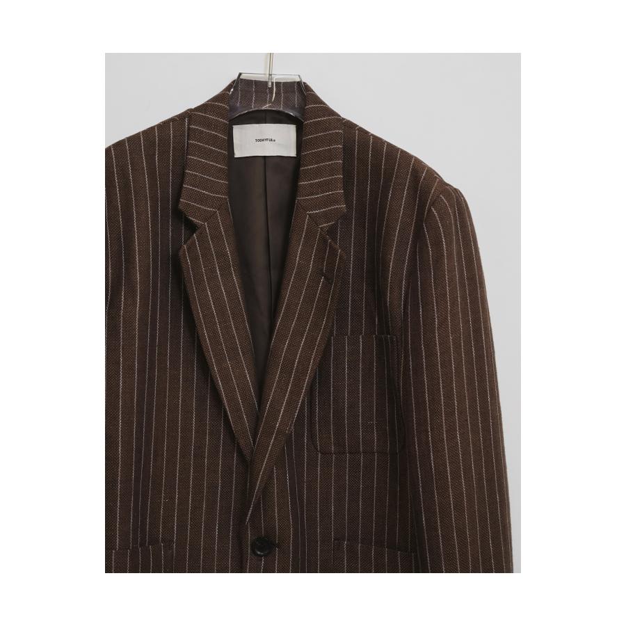 【SALE】Boyfriend Stripe Linen Jacket - BROWN (12610108) Todayful(トゥデイフル) | TODAYFUL | 02