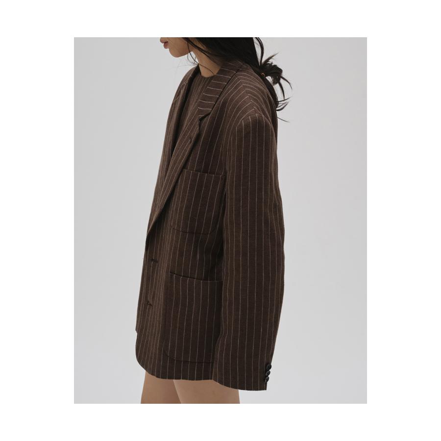 【SALE】Boyfriend Stripe Linen Jacket - BROWN (12610108) Todayful(トゥデイフル) | TODAYFUL | 06