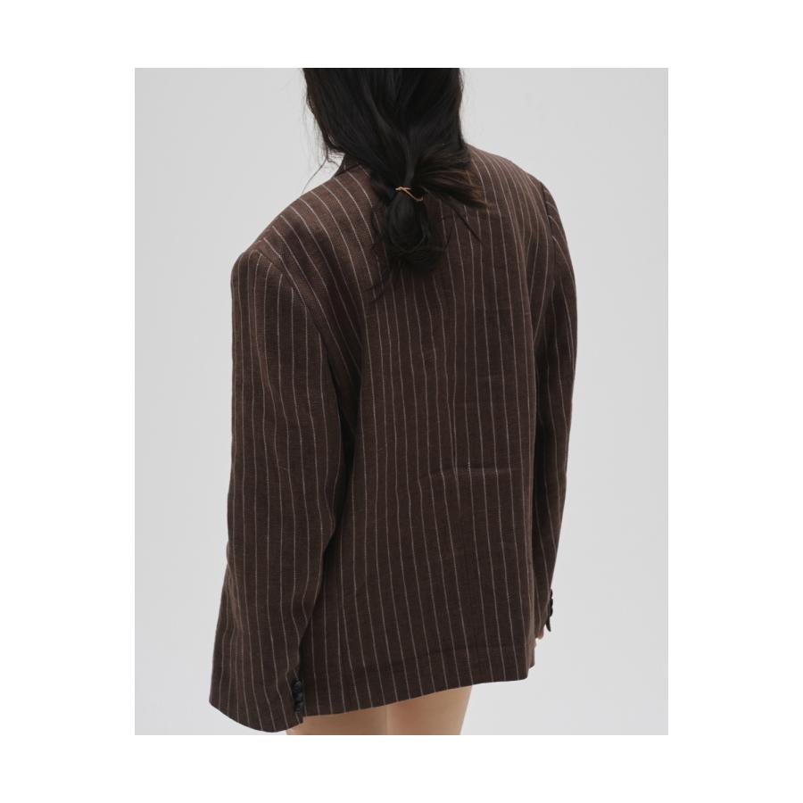【SALE】Boyfriend Stripe Linen Jacket - BROWN (12610108) Todayful(トゥデイフル) | TODAYFUL | 07