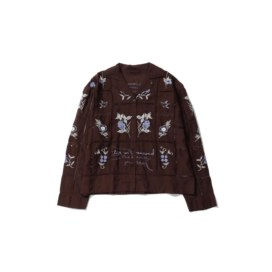 Embroidery Patchwork Shirts - BURGUNDY (12610428) Todayful(トゥデイフル) | TODAYFUL