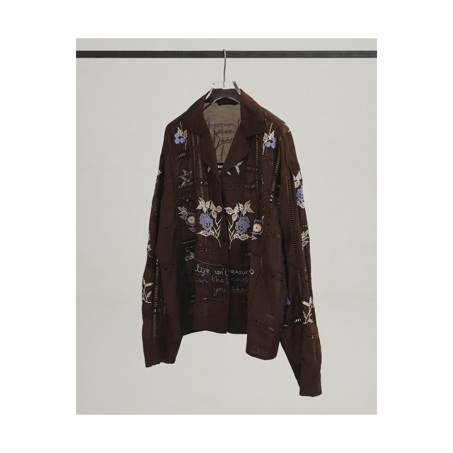 Embroidery Patchwork Shirts - BURGUNDY (12610428) Todayful(トゥデイフル) | TODAYFUL | 01