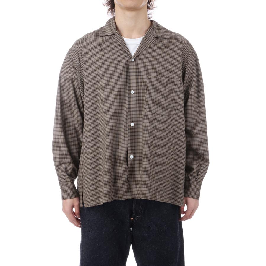 Summer Wool Open Collar Shirt / KHAKI PLAID (KS26SSH01) Kaptain Sunshine(キャプテンサンシャイン) |  | 02