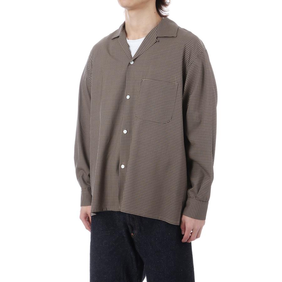 Summer Wool Open Collar Shirt / KHAKI PLAID (KS26SSH01) Kaptain Sunshine(キャプテンサンシャイン) |  | 03
