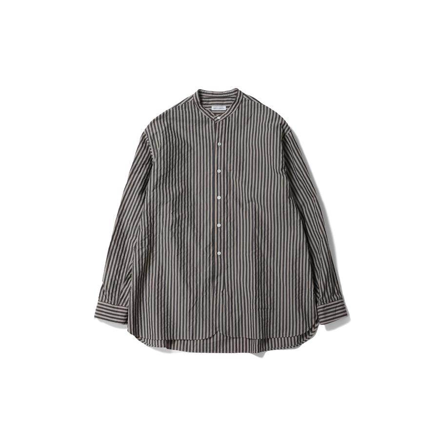 Bumpy Stripe Stand Collar Shirt / INK BLACK / ALMOND (KS26SSH06) Kaptain Sunshine(キャプテンサンシャイン) | 
