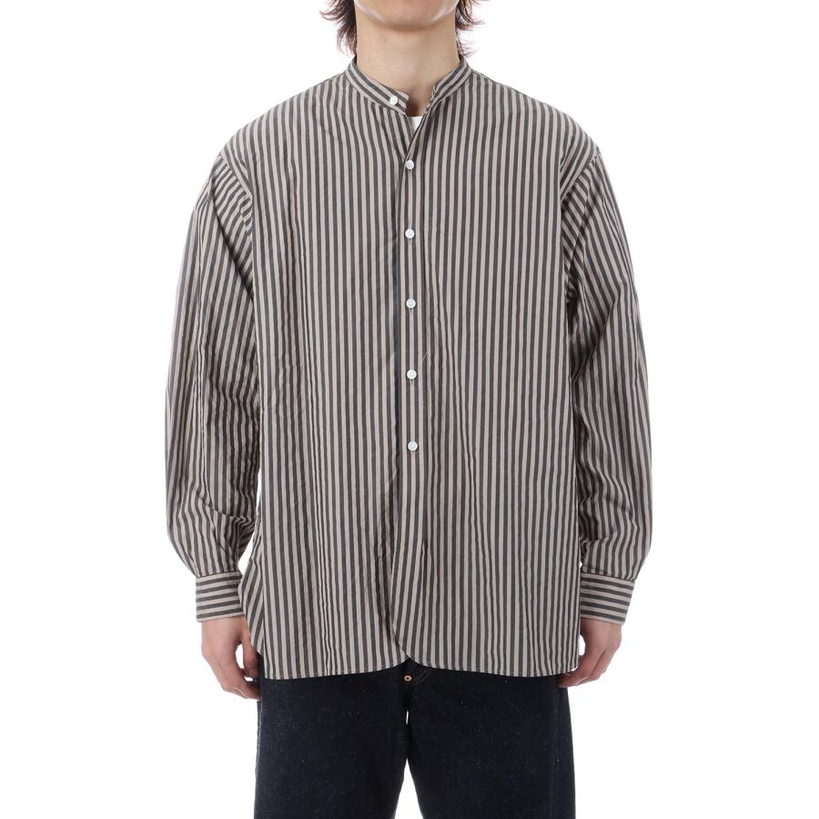 Bumpy Stripe Stand Collar Shirt / INK BLACK / ALMOND (KS26SSH06) Kaptain Sunshine(キャプテンサンシャイン) |  | 02