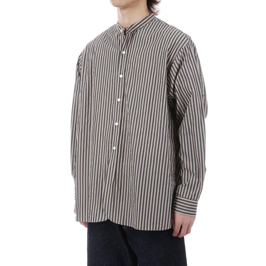 Bumpy Stripe Stand Collar Shirt / INK BLACK / ALMOND (KS26SSH06) Kaptain Sunshine(キャプテンサンシャイン) |  | 03