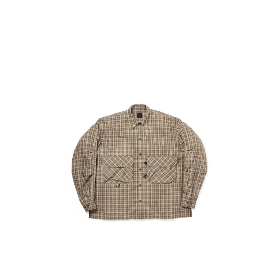 TECH SPORTS OPEN COLLAR SHIRT L/S GREN PLAID - BROWN GRAY (BE-82026) DAIWA PIER39(ダイワ ピア39) | DAIWA PIER39